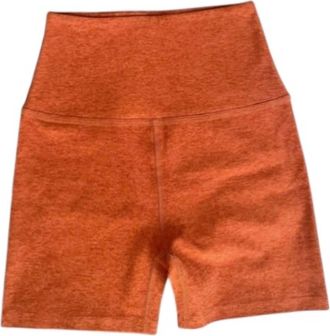 Beyond Yoga Womens Spacedye Keep Pace Biker Short In Clay Heather