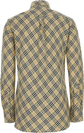 Burberry Womens Beige Oversize Shirt With Check Motif Cotton Blouses