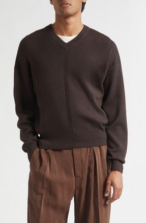 Christophe Lemaire Merino Wool Blend V-Neck Sweater in Dark Cacao at Nordstrom, Size X-Large