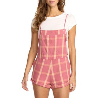 Billabong Wild Pursuit Short Overalls in Plaid at Nordstrom Rack, Size Small