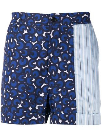 Neil Barrett printed bermuda shorts - men - Cotton/Cupro/Polyamide/Lyocell - 46 - Blue