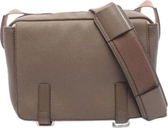 Loewe Pre-owned Cross Body Bags, male, Gray, Size: ONE SIZE Pre-owned Military Messenger XS Leather Shoulder Bag
