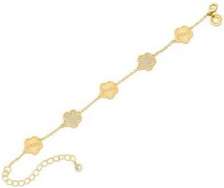 Kenneth Jay Lane Pav&eacute; Cubic Zirconia Clover Station Bracelet in Gold at Nordstrom Rack, Size 7