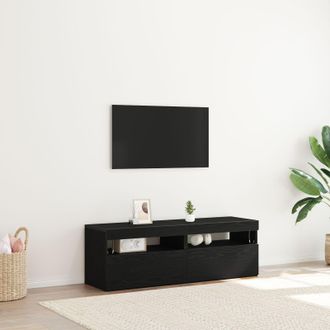 Berkfield Home TV Cabinets with LED Lights 2 pcs Black Oak 60x35x40 cm Engineered Wood | Size: 60 x 35 x 40 cm