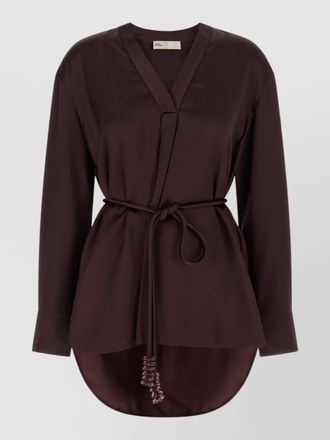Tory Burch satin dress v neckline waist tie