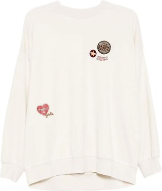 Fingercroxx T-shirt met geborduurd logo - Beige