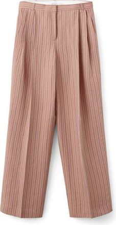 Mango Stripe Linen Blend Suit Pants in Pink at Nordstrom, Size 4