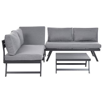 Beliani Conjunto De Sala De Estar Esquinero 5 Plazas De Metal Gris Oscuro Negro Coccorino
