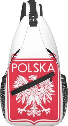 Generic Polish Flag Poland Polska Eagle Shoulder Bag Adjustable Crossbody Bag Lightweight Backpack For Casual Cycling Sports