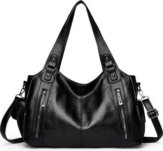 Generic Compatible For Shoulder Bag Temperament Zipper Opening Design Daily Commuter Handbag(Black)