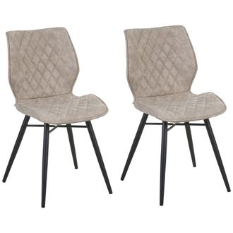 Beliani Beliani - Juego De 2 Sillas De Comedor Tapicer&iacute;a De Tela Beige Patas Negras Estilo Retro R&uacute;stico Lisle