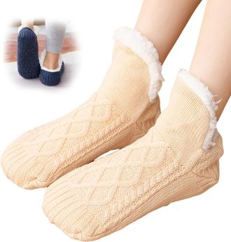 Generic Fluffy Slipper Socks Women Men, Warm Bed Socks with Grippers, Thick Cosy Non-Slip Winter Sock, Ladies Girls Women Gift for Christmas, Indoor Home Hous
