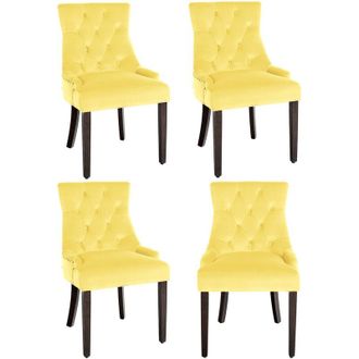 Clp Clp - Juego De 4 Sillas De Comedor Aberdeen En Terciopelo Amarillo Antiguo