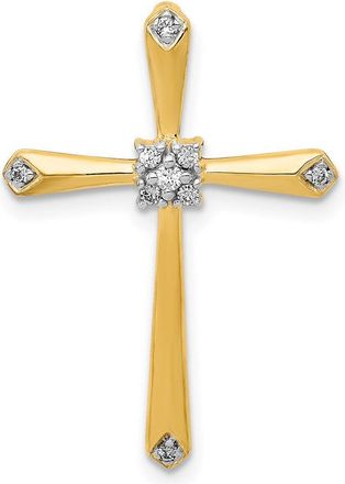 Diamond2Deal 14k Yellow Gold and White Rhodium 1/20 carat Diamond Cross Chain Slide