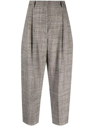 Stella McCartney pleated cropped wool trousers - women - Wool - 36 - Neutrals