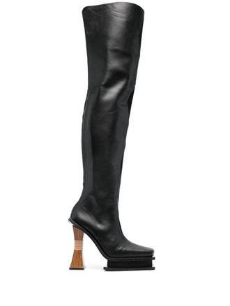 Ahluwalia Studio Veena 120mm leather knee boots - Black
