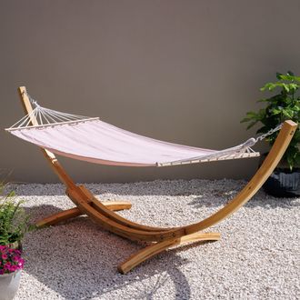 PRIMROSE Blush Hammock with Natural Wooden Stand in Pink