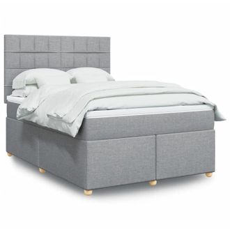 vidaXL Vidaxl - Cama Box Spring Con Colch&oacute;n Tela Gris Claro 140x190 Cm