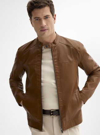 Only & Sons Mens Faux-leather biker jacket