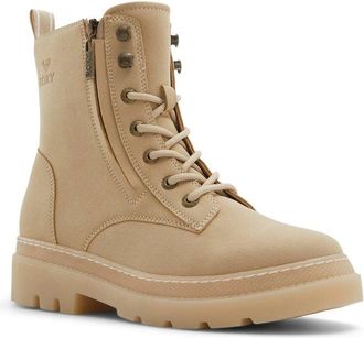 Roxy Briar Boots Womens Beige Side Zip Lug Sole Ankle Combat HTAT1854