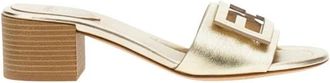 Fendi Baguette Middenhoge Muiltjes - Dames - Muiltjes - Geel - 36 EU - Leer - Schoenen