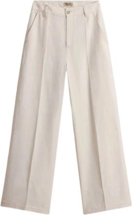 Woolrich Lyocell Linnen Broek - Dames - Wijde Broeken - Beige - W28 - Linnen - Broeken