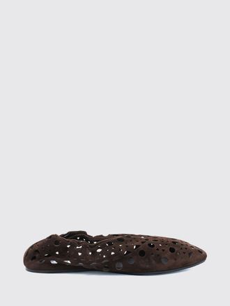 Alaia Vienne Perforated Suede Ballet Flats with Elasticated Heel