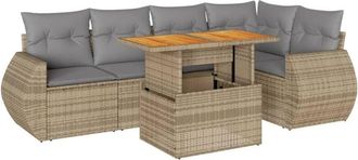 vidaXL Juego De Sof&aacute;s Jard&iacute;n Con Cojines 6 Pzas Rat&aacute;n Sint&eacute;tico Beige Vidaxl