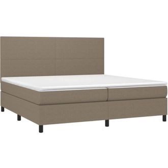 vidaXL Vidaxl - Cama Box Spring Colch&oacute;n Y Luces Led Tela Gris Taupe 200x200 Cm