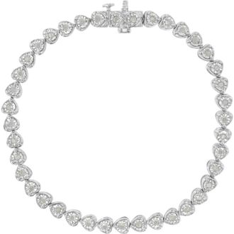 House of Brilliance Silver 1.0 Cttw Miracle Set Diamond Heart-Link Tennis Bracelet at Nordstrom