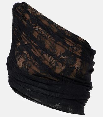 Norma Kamali Diana asymmetric lace draped top