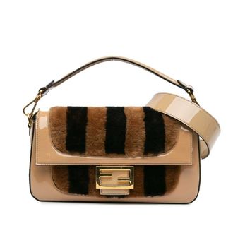 Fendi Pre-owned Fendi Shearling Pequin Baguette Satchel 8BR600 A9Y2 199 10429