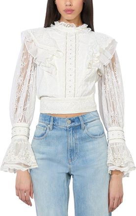 Alice & Olivia Delpha Silk-Trim Top