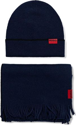 HUGO BOSS Muts met franje en logodetail - Blauw