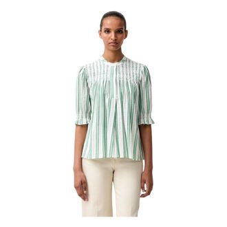 Stine Goya Overhemden, Dames, Groen, S, Katoen, Gekreukte katoenen blouse