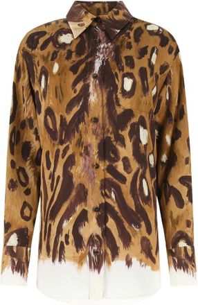 Marni Brown Printed Satin Oversize Shirt