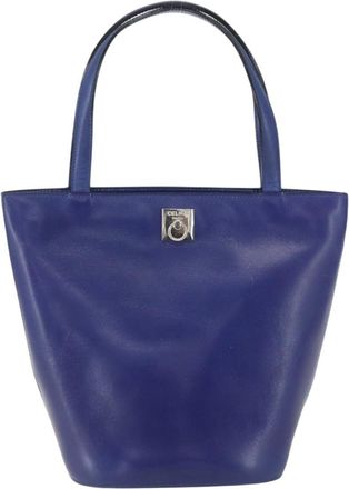 Celine Handbag Leather Blue Leather Handbag (Pre-Owned)