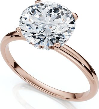 Pompeii3 Certified 1Ct Hidden Halo Diamond Engagement Ring 14k Gold Lab Grown