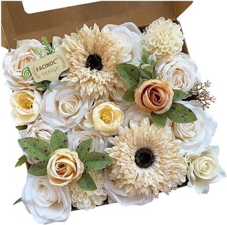 OEM Ramo De Rosas Artificiales Rosas En Caja - 19 Tallos, Perfecto Para Decoraciones De Bodas O Fiestas. Rosa Claro, Apto Para Uso En Interiores Y Exterio