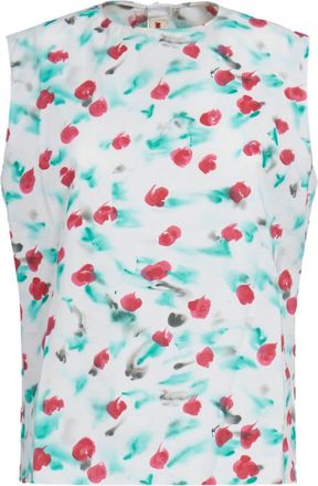 Marni floral-print sleeveless cotton blouse - women - Cotton - 40 - White