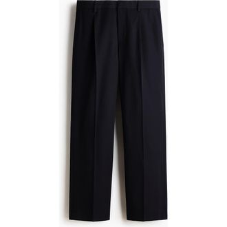 H&M Relaxed Fit Wool-blend Tailored Trousers in Navy Blue at Nordstrom, Size 36