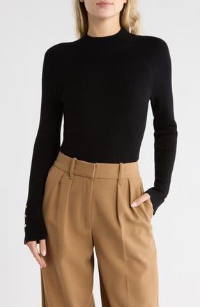 Derek Lam Kassandra Mock Neck Rib Sweater in Black at Nordstrom Rack, Size Medium