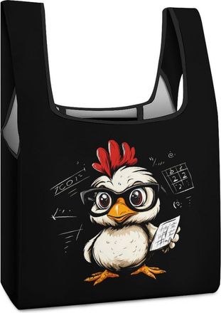 Generic Mathemachicken Chicken Math Shopping Bag Reusable Grocery Tote Bag Foldable Handbag for Travel Picnic
