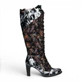 Laura Vita Laura Vita Dames Victoriaanse Zwarte Leren Veterschoenen met lange hak - Alcbaneo-158
