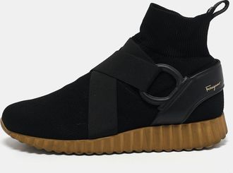 Ferragamo Black Fabric Sock High Top Sneakers