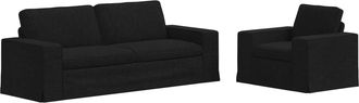 vidaXL Juego De Sof&aacute; 2 Uds. Negro Tela Vidaxl
