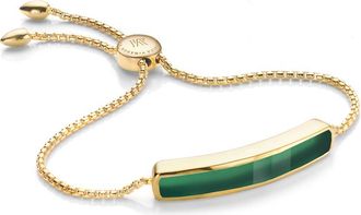 Monica Vinader Baja Green Onyx Bracelet, Gold Vermeil on Silver