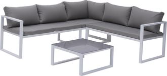 Happy Garden Happy Garden - Conjunto De Jard&iacute;n Ajustable Ibiza Tela Gris 4 Plazas Aluminio Blanco