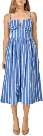 English Factory Marine Stripe Sleeveless Cotton Midi Dress in Blue Stripes at Nordstrom, Size X-Large