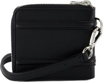 Alexander McQueen Mens Zip Around Billfold Wallet Black Leather Calfskin Accessories Small-leather-goods